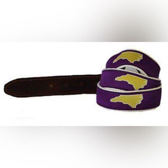 STATE TRADITIONS NORTH CAROLINA LEATHER STRAP BELT SIZE 30 - Picture 1 of 9